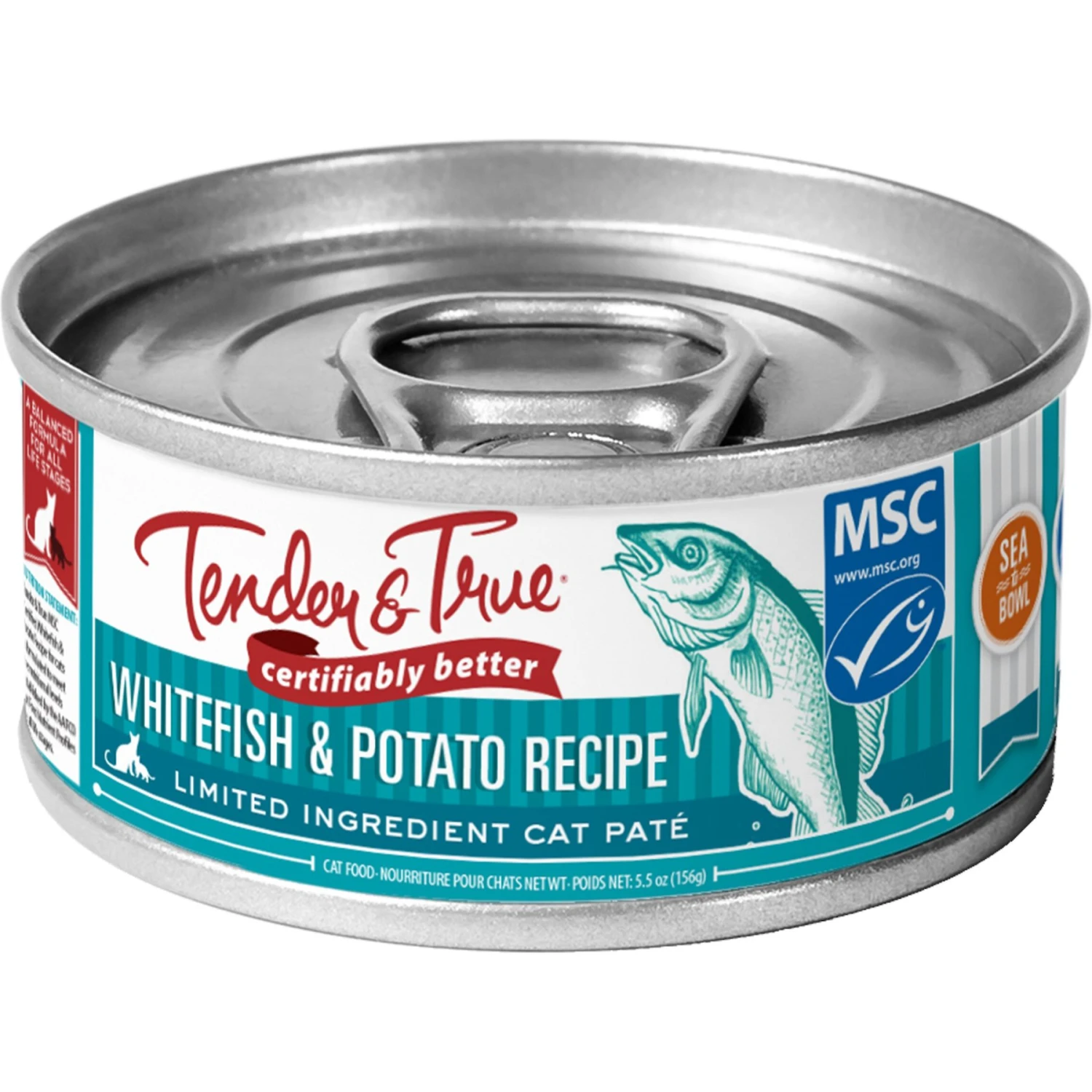 Tender & True Limited Ingredient Ocean Whitefish & Potato Recipe Grain-Free Canned Cat Food 1 Tender & True Limited Ingredient Ocean Whitefish & Potato Recipe Grain-Free Canned Cat Food
