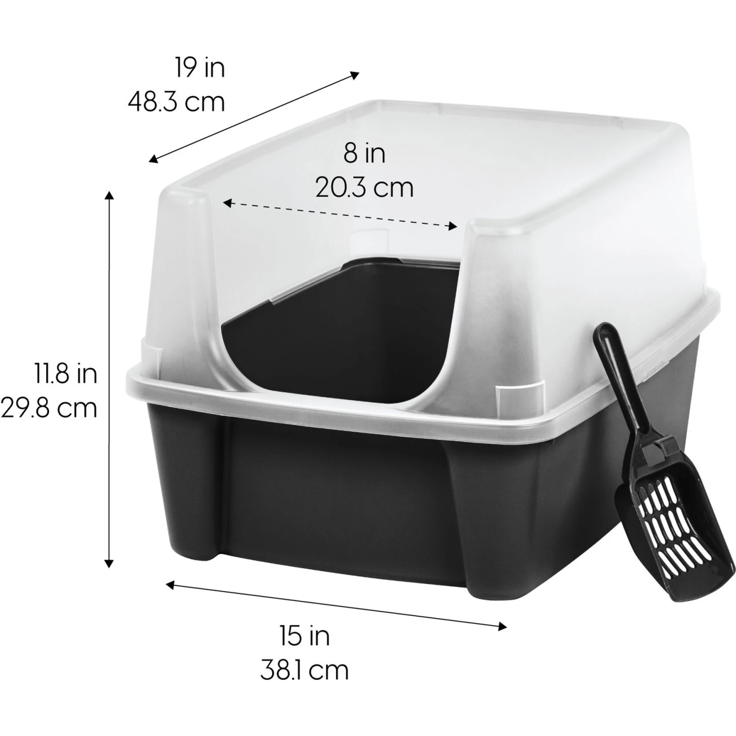 IRIS USA Open Top Litter Box With Scatter Shield & Scoop 2 IRIS USA Open Top Litter Box With Scatter Shield & Scoop - Image 2