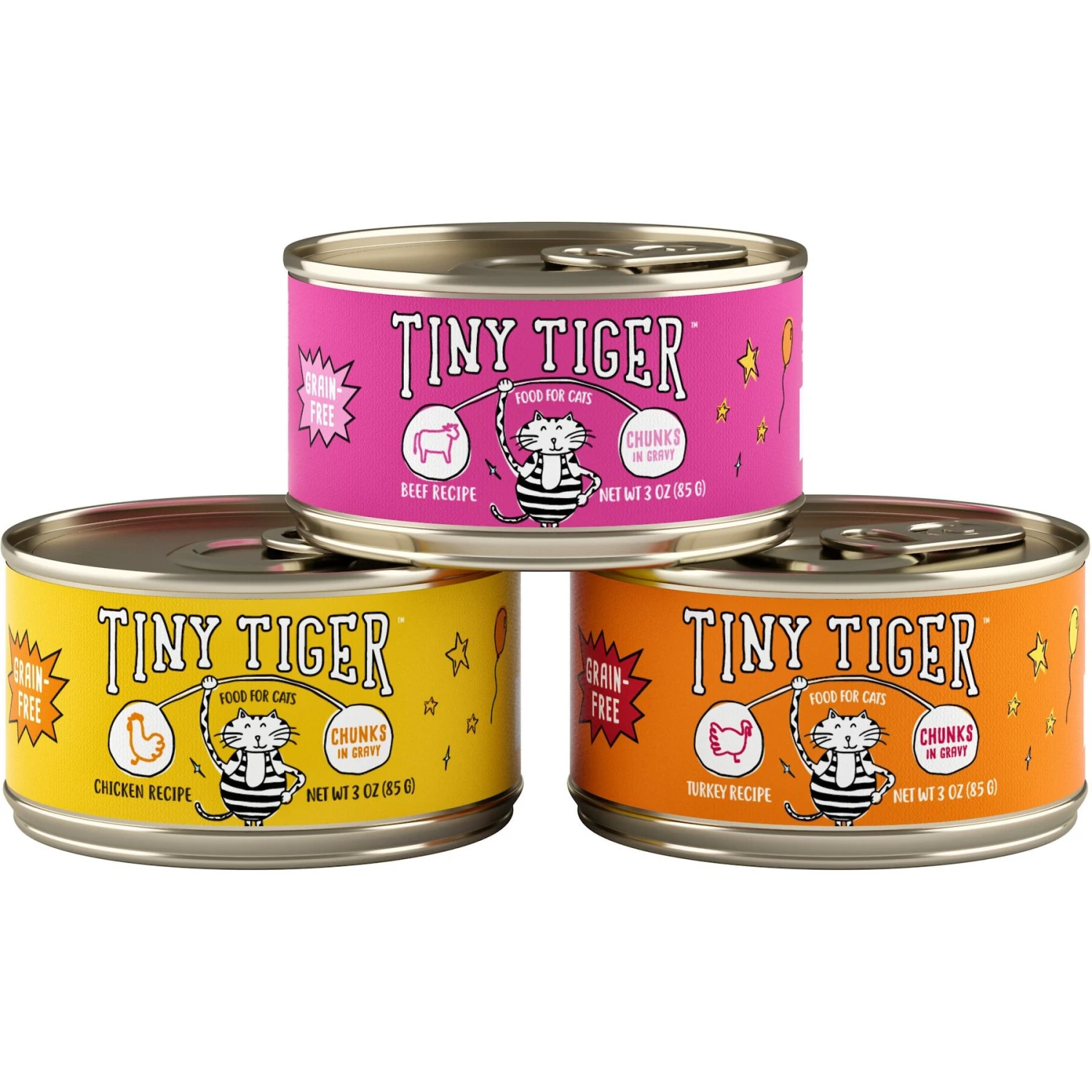 Tiny Tiger Chunks In Gravy Beef & Poultry Recipes Variety Pack Grain-Free Canned Cat Food 2 Tiny Tiger Chunks In Gravy Beef & Poultry Recipes Variety Pack Grain-Free Canned Cat Food - Image 2