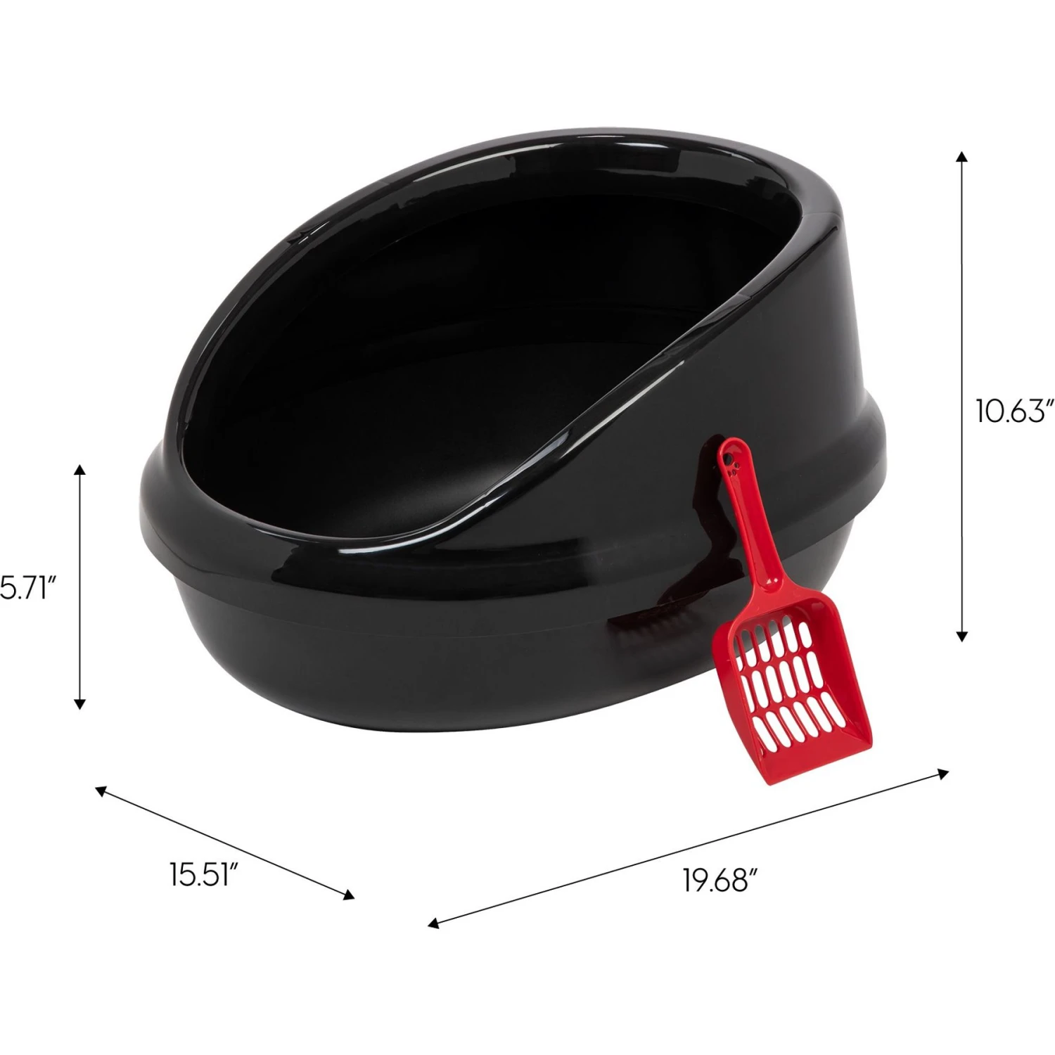 IRIS USA Large High-Back Open Top Cat Litter Pan With Scatter Shield & Scoop 2 IRIS USA Large High-Back Open Top Cat Litter Pan With Scatter Shield & Scoop - Image 2