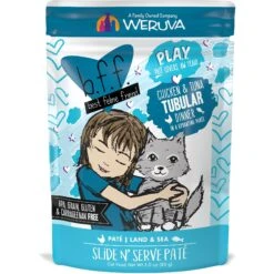 BFF Play Pate Lovers Chicken & Tuna Tubular Wet Cat Food, 3-oz Pouch, Pack Of 12