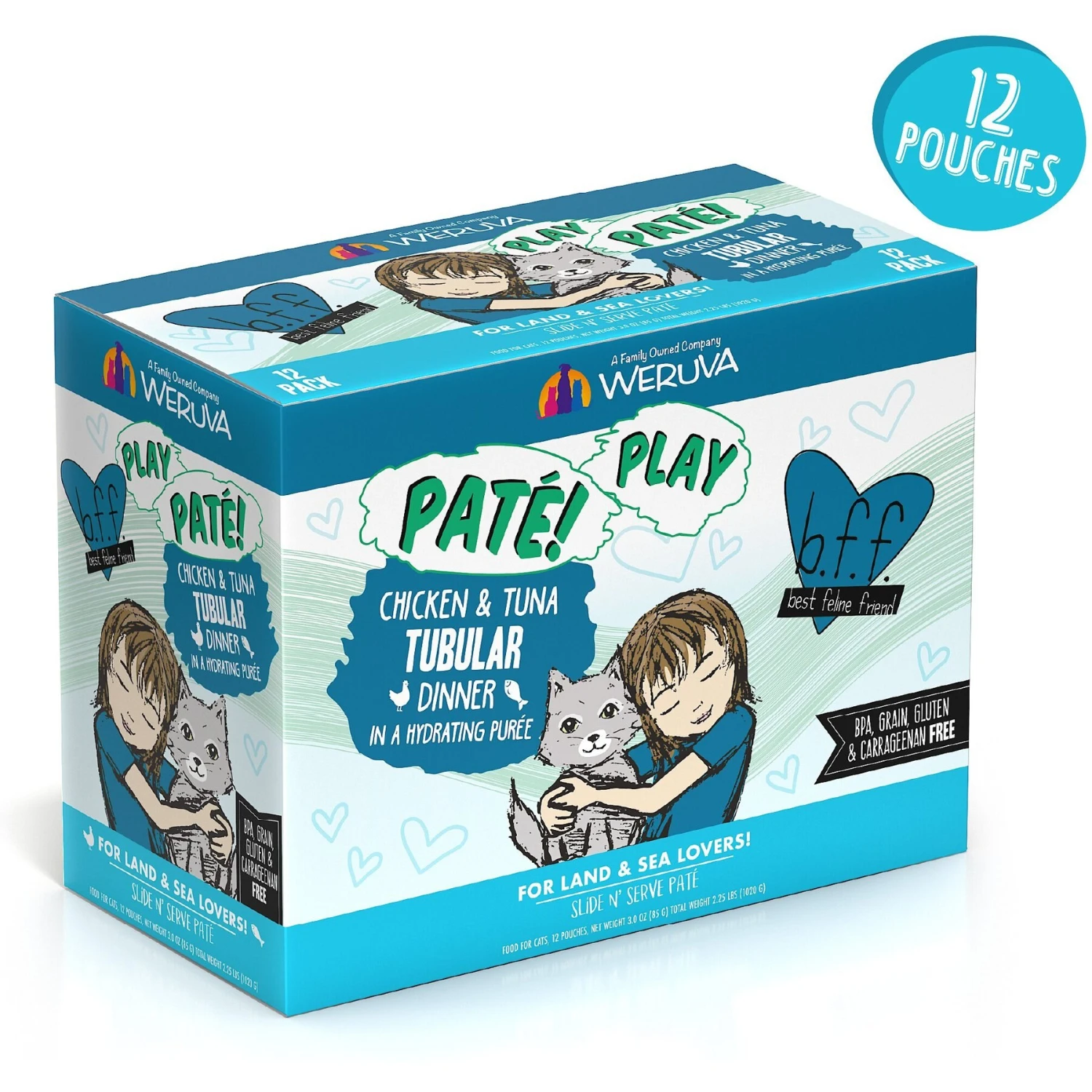 BFF Play Pate Lovers Chicken & Tuna Tubular Wet Cat Food, 3-oz Pouch, Pack Of 12 2 BFF Play Pate Lovers Chicken & Tuna Tubular Wet Cat Food, 3-oz Pouch, Pack Of 12 - Image 2