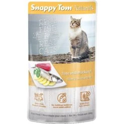 Snappy Tom Naturals Tuna With Mackerel Cat Food Pouches, 3.5-oz, Case Of 12