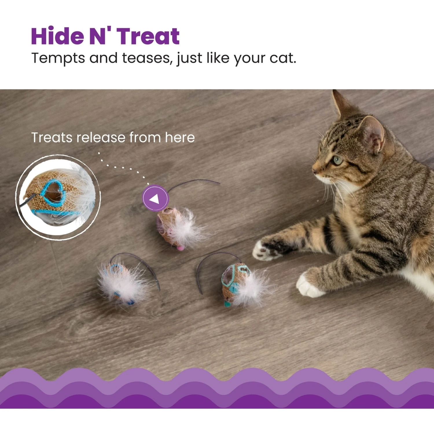 Catstages Mousin' Around Hide 'N Treat Dispenser Cat Toy, 3 Count 2 Catstages Mousin' Around Hide 'N Treat Dispenser Cat Toy, 3 Count - Image 2