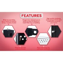 Sweet Barks Wooden Side Table Cat Litter Box Enclosure -Wellness Sales Store 258686 PT3. AC SS1800 V1603833104