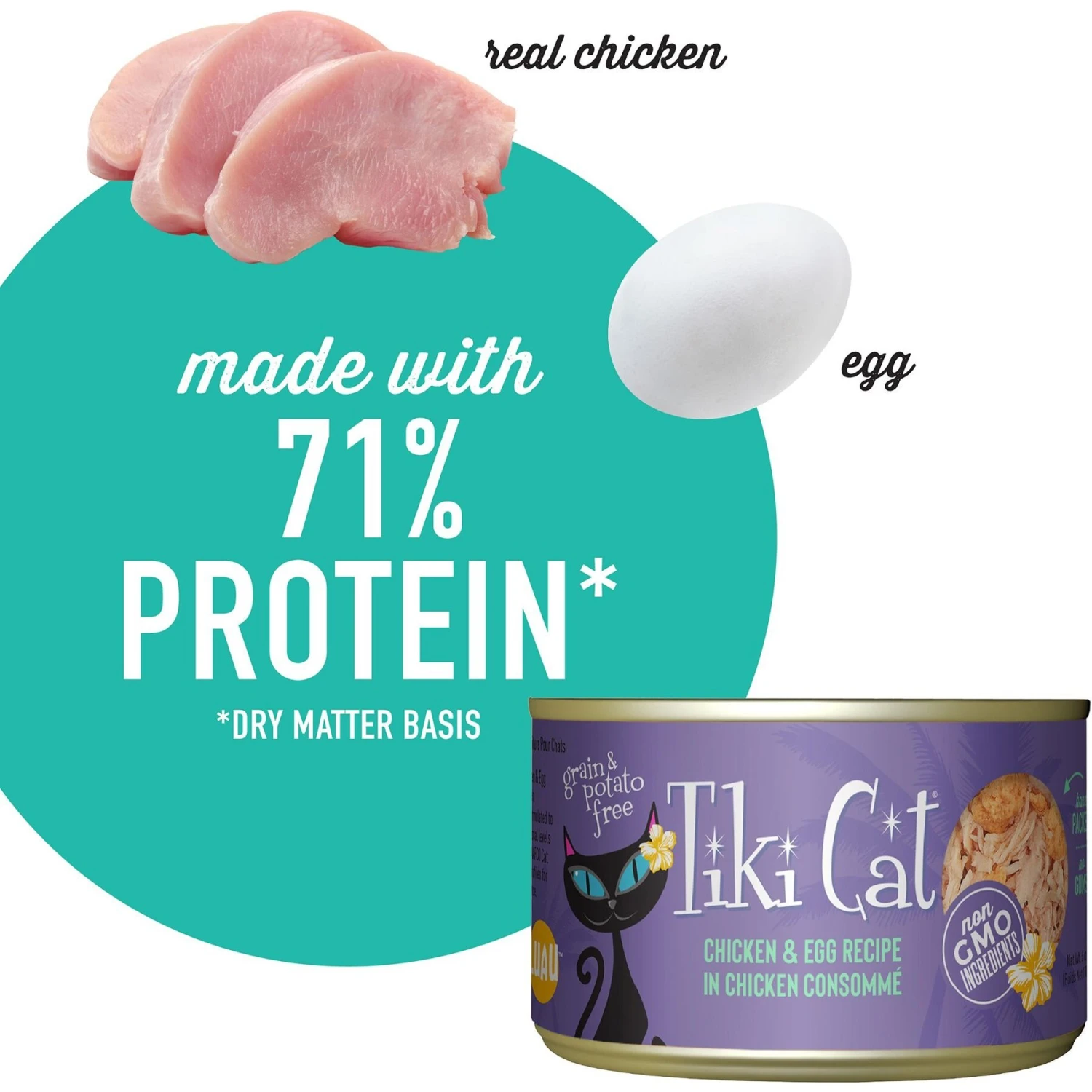 Tiki Cat Luau Chicken & Egg Recipe In Chicken Consommé Grain-Free Wet Cat Food, 10-oz, Case Of 4 4 Tiki Cat Luau Chicken & Egg Recipe In Chicken Consommé Grain-Free Wet Cat Food, 10-oz, Case Of 4 - Image 4