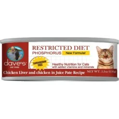 Dave's Pet Food Restricted Diet Phosphorus Chicken Liver & Chicken In Juice Pate Canned Cat Food