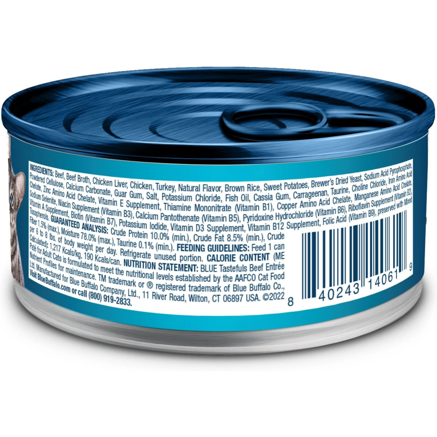 Blue Buffalo Tastefuls Beef Entrée Pate Wet Cat Food, 5.5-oz Can, Case Of 24 2 Blue Buffalo Tastefuls Beef Entrée Pate Wet Cat Food, 5.5-oz Can, Case Of 24 - Image 2