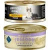 American Journey Indoor Pate Chicken Recipe Grain-Free Canned Cat Food, 5.5-oz, Case Of 24 & Blue Buffalo Freedom Indoor Adult Chicken Recipe Grain-Free Canned Cat Food