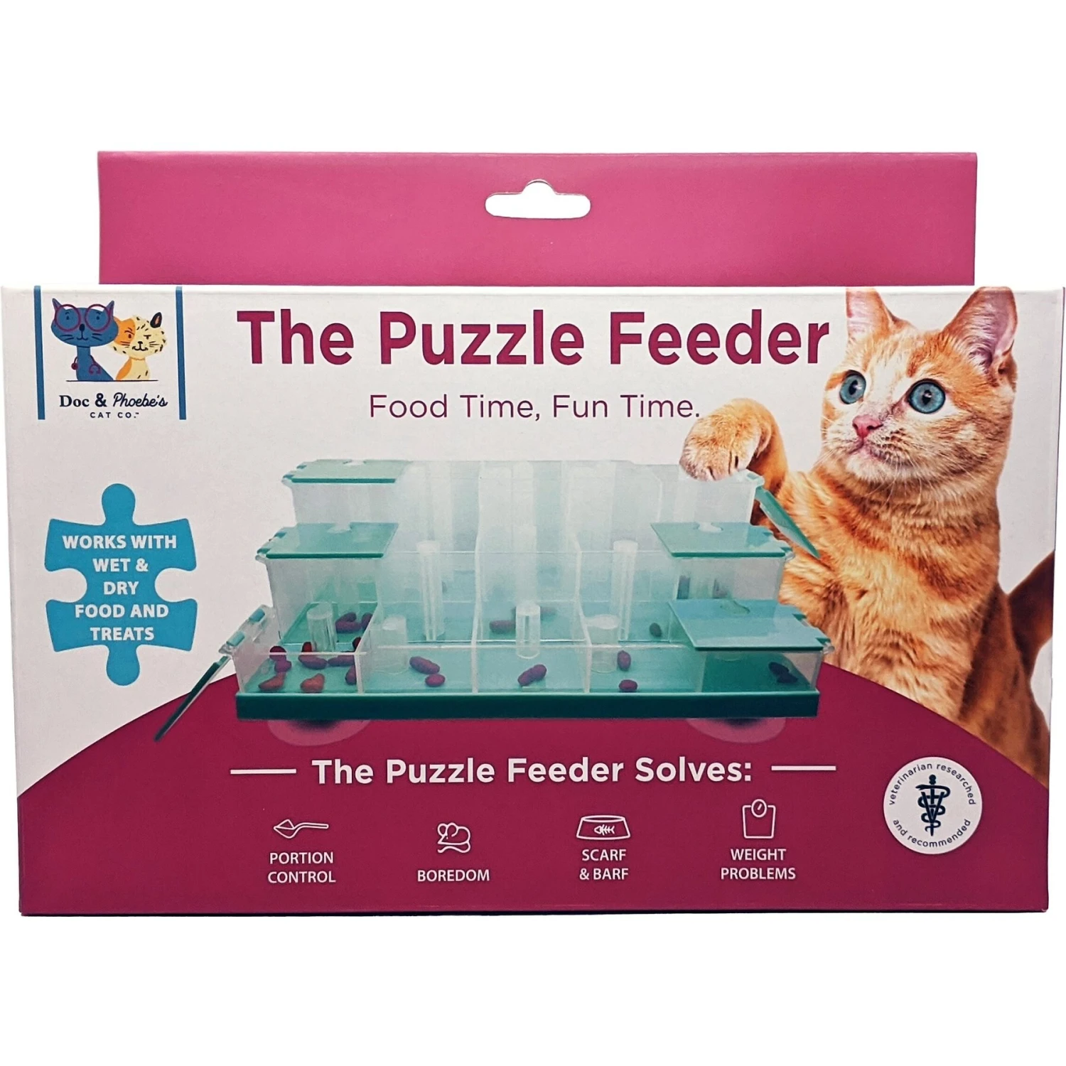 Ethical Pet Doc & Phoebe Puzzle Cat Feeder, Blue/White 2 Ethical Pet Doc & Phoebe Puzzle Cat Feeder, Blue/White - Image 2