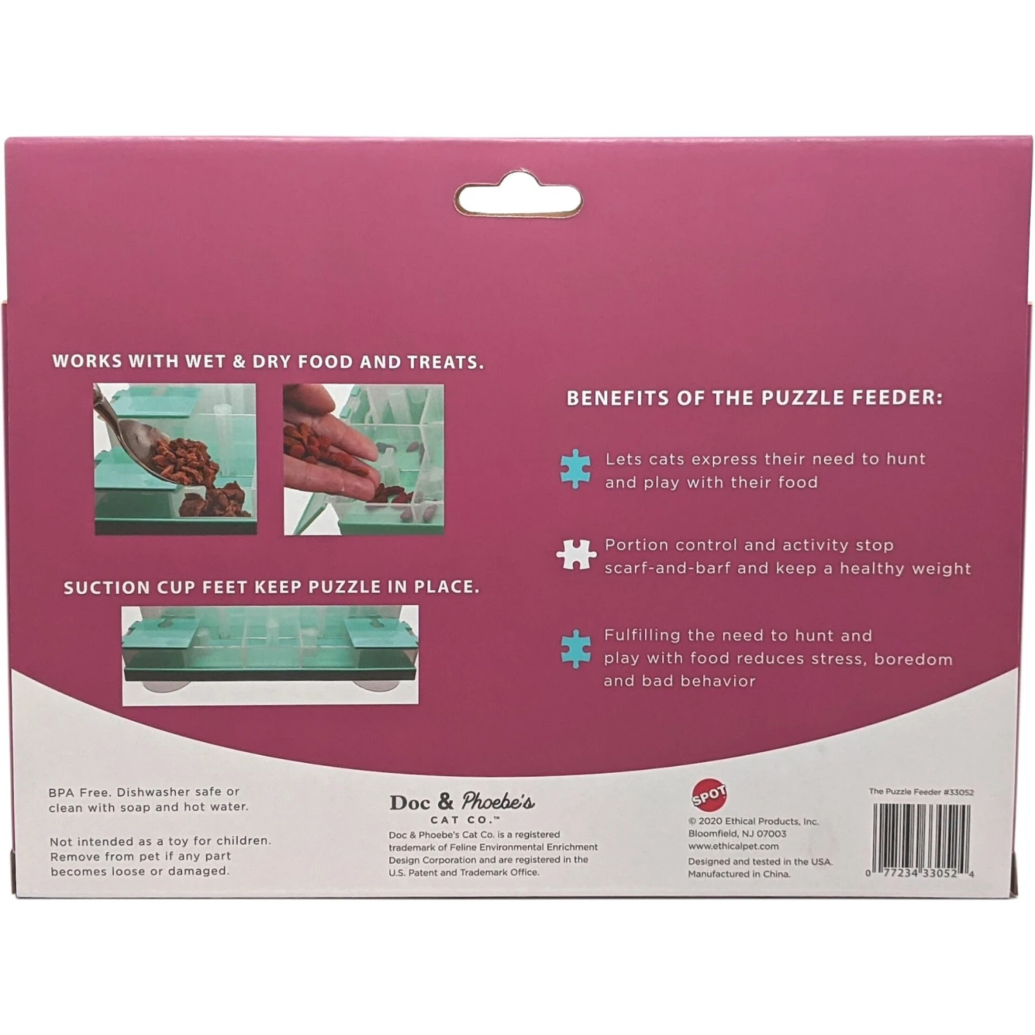 Ethical Pet Doc & Phoebe Puzzle Cat Feeder, Blue/White 4 Ethical Pet Doc & Phoebe Puzzle Cat Feeder, Blue/White - Image 4
