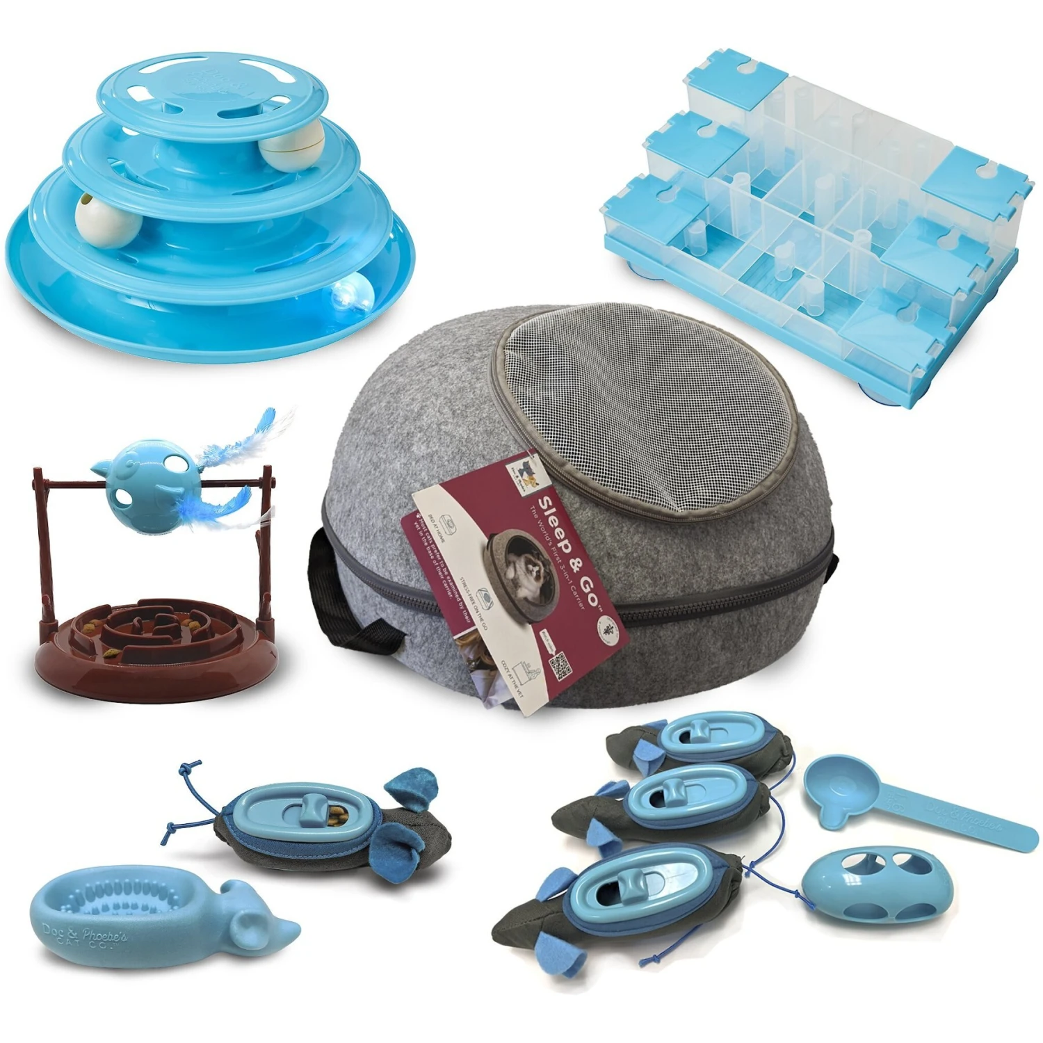 Ethical Pet Doc & Phoebe Puzzle Cat Feeder, Blue/White 6 Ethical Pet Doc & Phoebe Puzzle Cat Feeder, Blue/White - Image 6