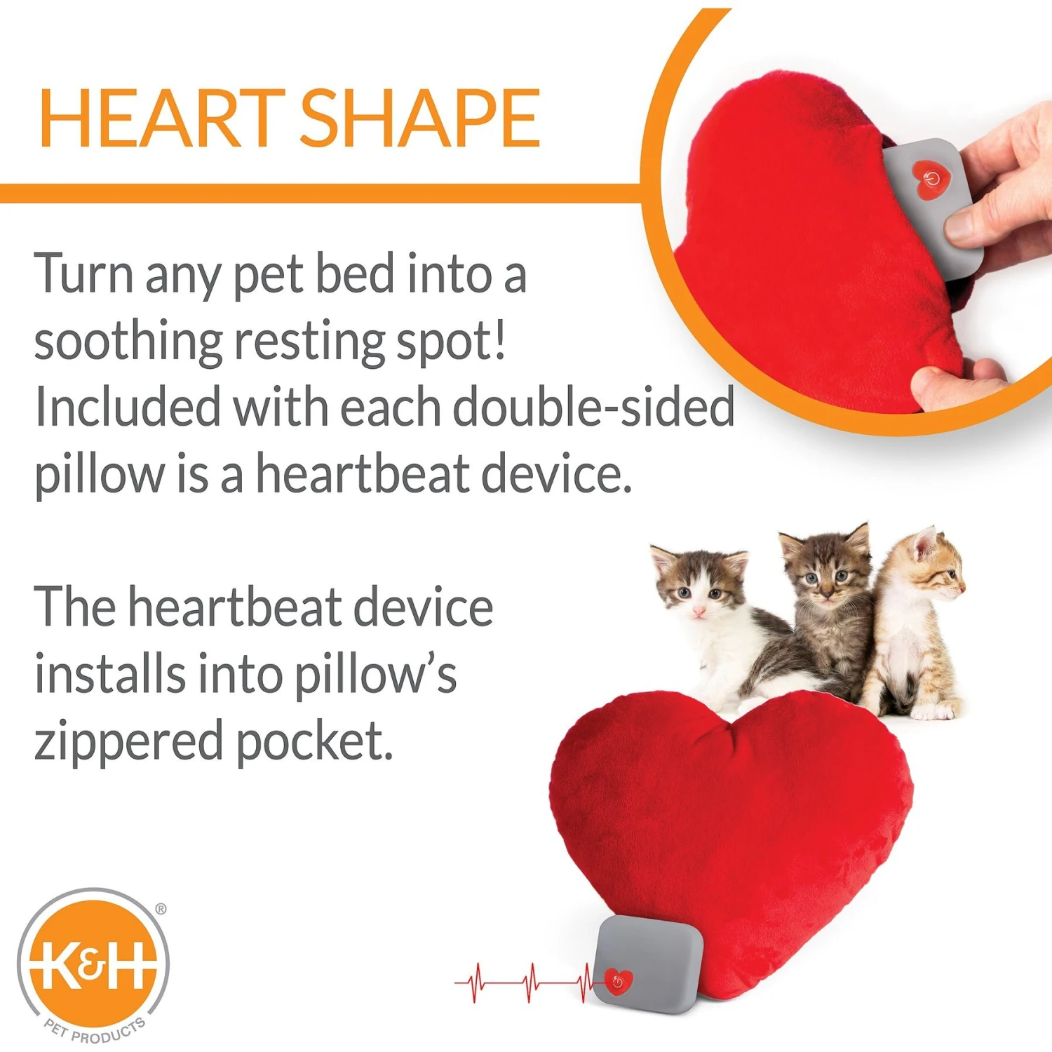 K&H Pet Products Mother's Heartbeat Kitty Heart Pillow 3 K&H Pet Products Mother's Heartbeat Kitty Heart Pillow - Image 3