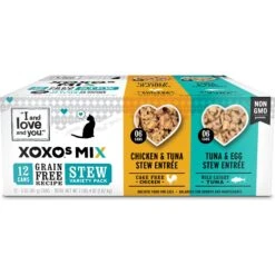 I And Love And You XOXO Chicken & Tuna Stew Grain-Free Variety Pack Canned Cat Food, 3-oz Can, Case Of 12
