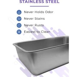 IPrimio Stainless Steel Cat Litter Box, X-Large -Wellness Sales Store 352817 PT2. AC SS1800 V1642529486