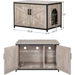 Unipaws Cat Litter Box Enclosure With Top Opening, Weathered Gray -Wellness Sales Store 373041 PT3. AC SS1800 V1650094610