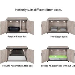 Unipaws Cat Litter Box Enclosure With Top Opening, Weathered Gray -Wellness Sales Store 373041 PT7. AC SS1800 V1657657614