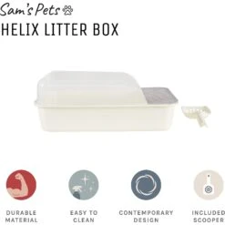 Sam's Pets Helix Cat Litter Box, White -Wellness Sales Store 373533 PT3. AC SS1800 V1647638222