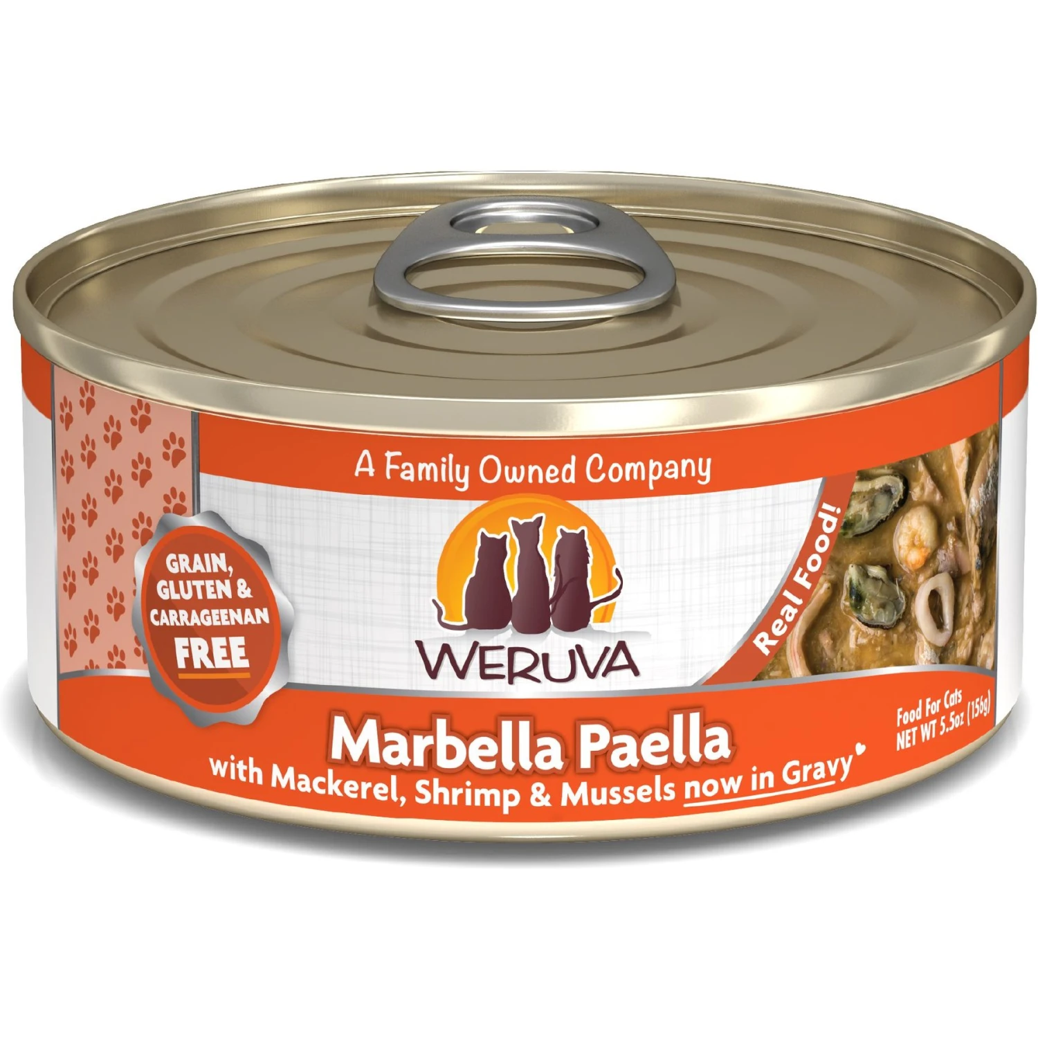 Weruva Marbella Paella With Mackerel, Shrimp & Mussels Grain-Free Canned Cat Food 1 Weruva Marbella Paella With Mackerel, Shrimp & Mussels Grain-Free Canned Cat Food