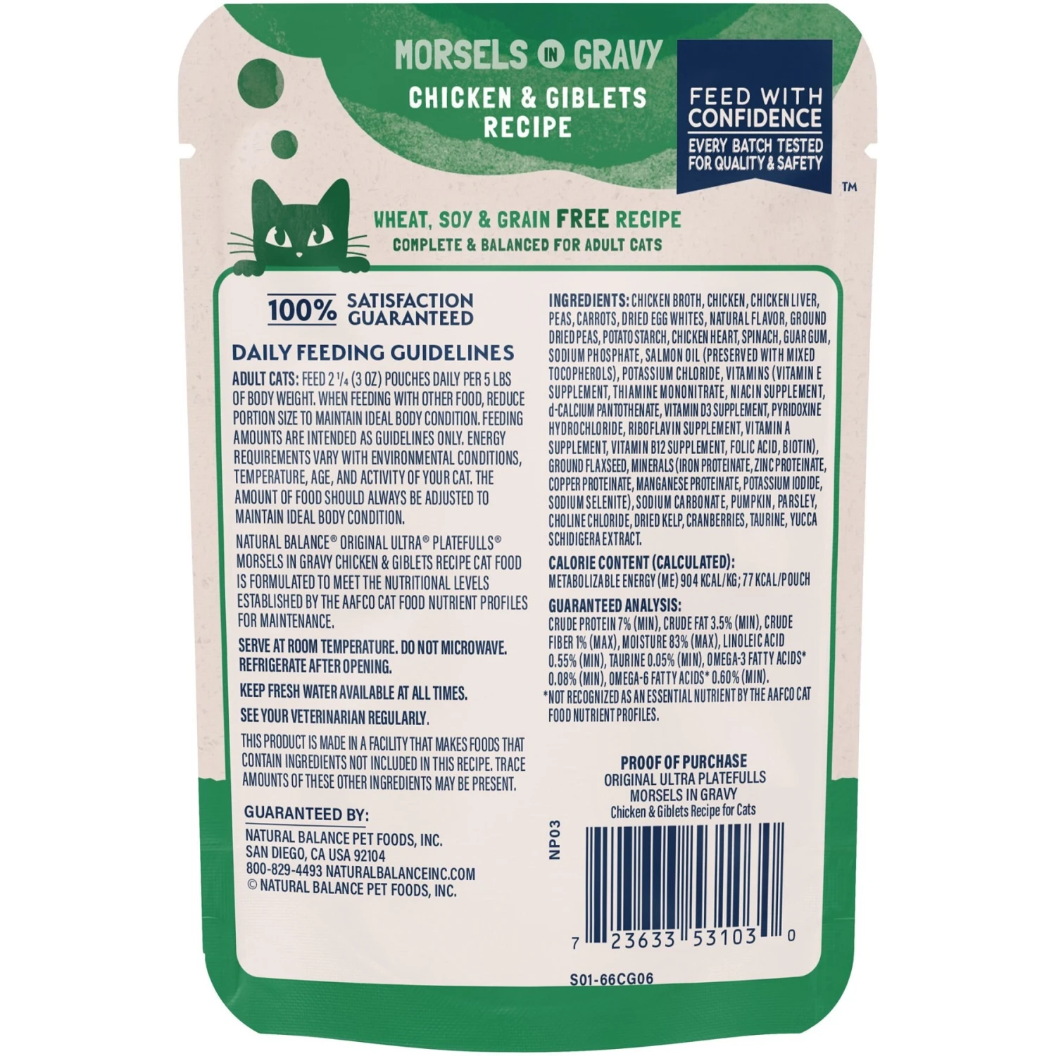 Natural Balance Platefulls Chicken & Giblets Formula In Gravy Grain-Free Cat Food Pouches 3 Natural Balance Platefulls Chicken & Giblets Formula In Gravy Grain-Free Cat Food Pouches - Image 3