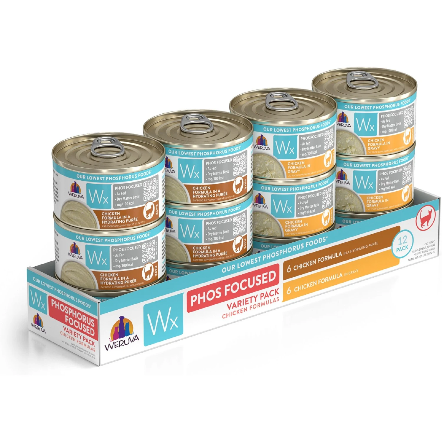 Weruva Wx Phos Focused Chicken Variety Pack Grain-Free Wet Cat Food, 3-oz Can, Case Of 12 1 Weruva Wx Phos Focused Chicken Variety Pack Grain-Free Wet Cat Food, 3-oz Can, Case Of 12