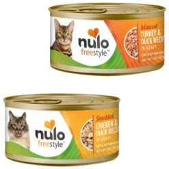 Nulo Freestyle Shredded Chicken & Duck In Gravy Grain-Free Canned Cat Food & Nulo Freestyle Minced Turkey & Duck In Gravy Grain-Free Canned Cat & Kitten Food