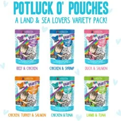 Weruva Cats In The Kitchen Pantry Party Variety Pack Grain-Free Cat Food, 3-oz Pouch, Case Of 12 & BFF OMG Potluck O' Pouches Variety Pack Grain-Free Cat Food Pouches -Wellness Sales Store 611622 PT6. AC SS1800 V1661530200