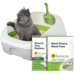 Tidy Cats Litter Box System, BREEZE System Starter Kit Litter Box, Litter Pellets & Pads