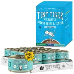 Tiny Tiger Chunks In Gravy Seafood Recipe Grain-Free Canned Cat Food & Tiny Tiger, Lickables, Variety Pack, Bisque Cat Treat & Topper