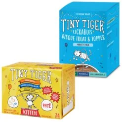 Tiny Tiger, Kitten Classic, Variety Pack, Whitefish & Poultry Pate Recipe, Canned Cat Food & Tiny Tiger, Lickables, Variety Pack, Bisque Cat Treat & Topper