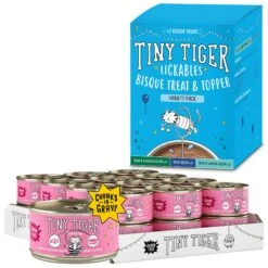 Tiny Tiger Chunks In Gravy Salmon & Whitefish Recipe Grain-Free Canned Cat Food & Tiny Tiger, Lickables, Variety Pack, Bisque Cat Treat & Topper