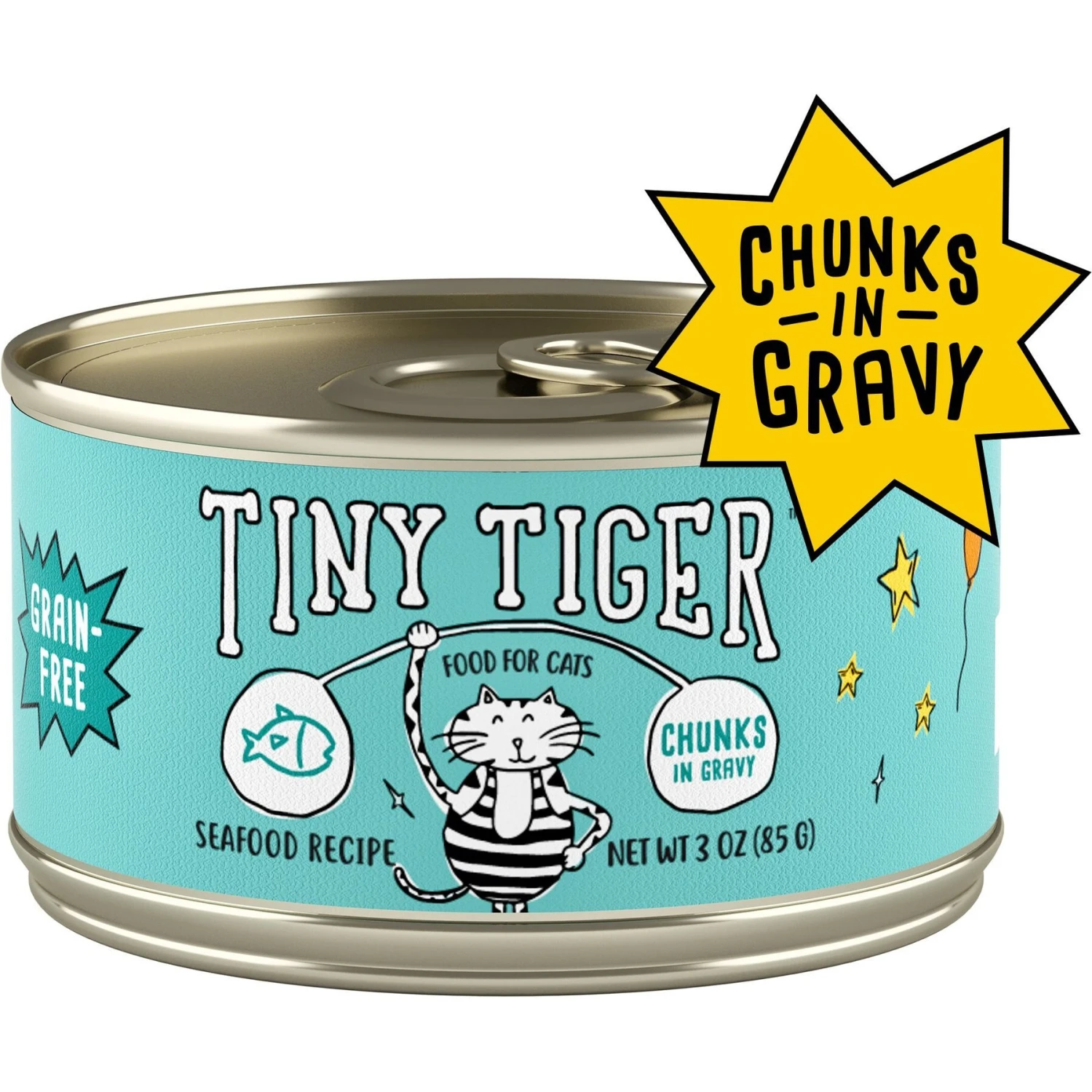 Tiny Tiger Chunks In Gravy Seafood Recipe Grain-Free Canned Cat Food & Tiny Tiger Lickables, Senior Formula, Tuna & Chicken Recipe, Bisque Cat Treat & Topper 2 Tiny Tiger Chunks In Gravy Seafood Recipe Grain-Free Canned Cat Food & Tiny Tiger Lickables, Senior Formula, Tuna & Chicken Recipe, Bisque Cat Treat & Topper - Image 2