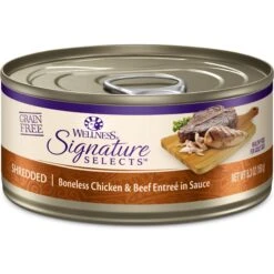 Wellness CORE Signature Selects Shredded Boneless Chicken & Chicken Liver Entree In Sauce Grain-Free Natural Canned Cat Food & Wellness CORE Signature Selects Shredded Boneless Chicken & Beef Entree In Sauce Grain-Free Canned Cat Food -Wellness Sales Store 662678 PT5. AC SS1800 V1667327411