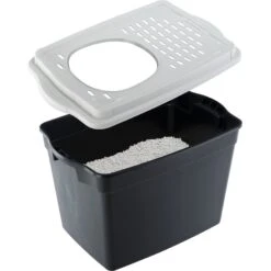 Ferplast "Jumpy" With Top Entrance Cat Litter Box, Black, Large -Wellness Sales Store 703926 PT4. AC SS1800 V1668457889