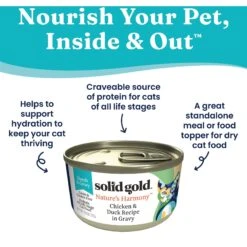 Solid Gold Nature's Harmony Chicken & Duck Recipe In Gravy Grain-Free Wet Cat Food, 2.8-oz-can, 24 Count 8 Solid Gold Nature's Harmony Chicken & Duck Recipe In Gravy Grain-Free Wet Cat Food, 2.8-oz-can, 24 Count -Wellness Sales Store 739142 PT2. AC SS1800 V1670945719