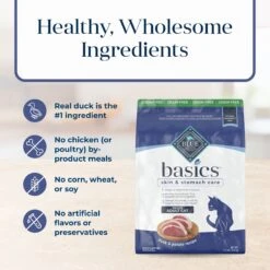 Blue Buffalo Basics Skin & Stomach Care Grain-Free Formula Duck & Potato Indoor Adult Dry Cat Food -Wellness Sales Store 75578 PT5. AC SS1800 V1646251347