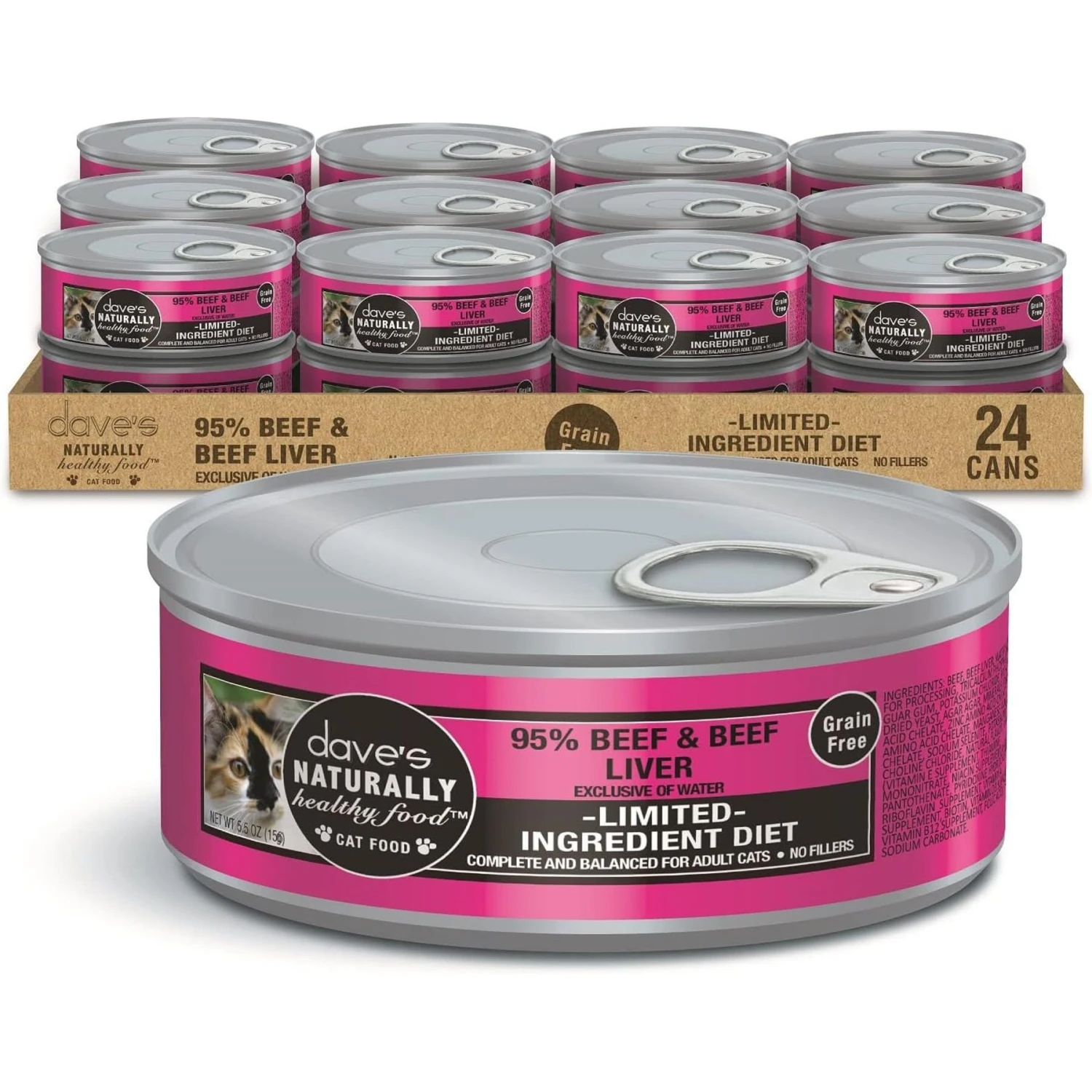 Dave's Pet Food Naturally Healthy 95% Beef & Beef Liver Canned Cat Food, 5.5-oz, Case Of 24 1 Dave's Pet Food Naturally Healthy 95% Beef & Beef Liver Canned Cat Food, 5.5-oz, Case Of 24