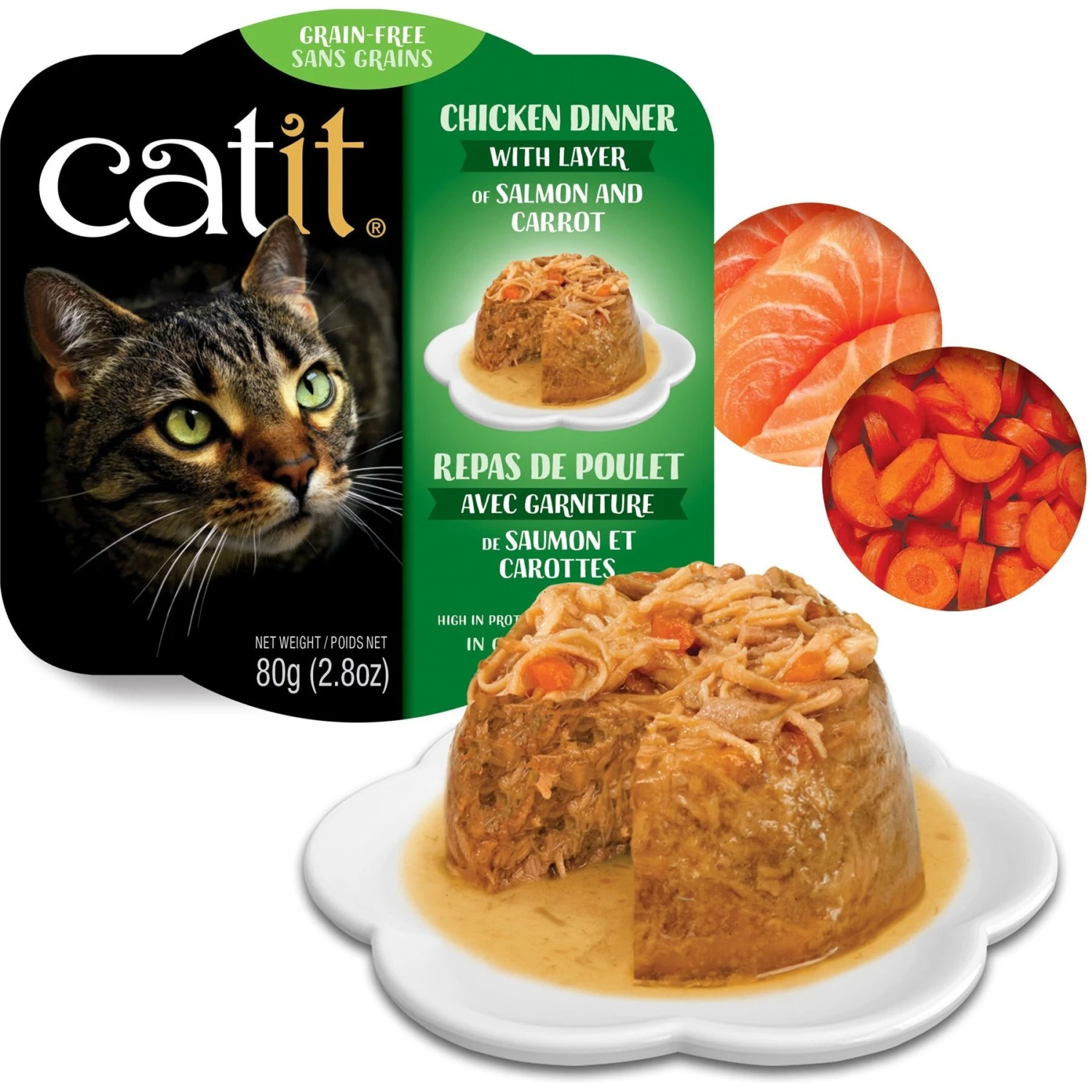 Catit Dinner Chicken With Salmon & Carrot Cat Wet Food, 2.8-oz Can 2 Catit Dinner Chicken With Salmon & Carrot Cat Wet Food, 2.8-oz Can - Image 2