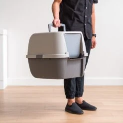 IRIS USA Enclosed Cat Litter Box With Front Door Flap & Scoop, Gray, Jumbo -Wellness Sales Store 846614 PT3. AC SS1800 V1683834929