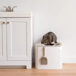 IRIS USA Premium Square Top Entry Cat Litter Box With Scoop, White & Gray, Large -Wellness Sales Store 846654 PT5. AC SS1800 V1683835834