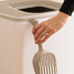 IRIS USA Premium Square Top Entry Cat Litter Box With Scoop, White & Gray, Large -Wellness Sales Store 846654 PT7. AC SS1800 V1683836178