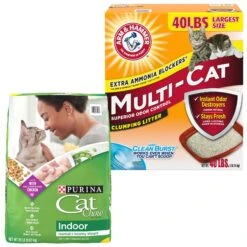 Arm & Hammer Litter Multi-Cat Strength Clean Burst Clumping Litter & Cat Chow Indoor Hairball & Healthy Weight Dry Cat Food
