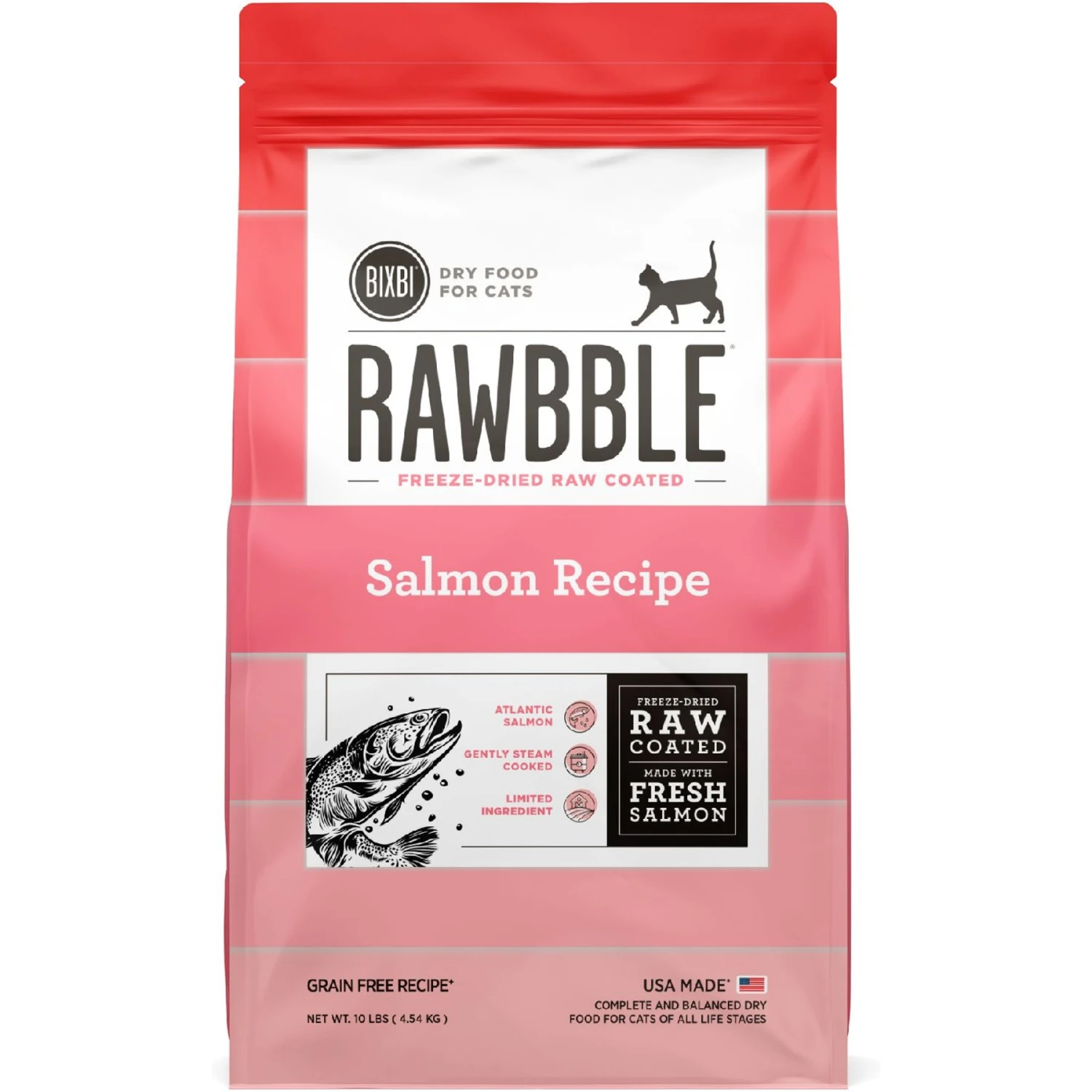 BIXBI Rawbble Dry Food Salmon Recipe For Cats, 10-lb Bag 1 BIXBI Rawbble Dry Food Salmon Recipe For Cats, 10-lb Bag