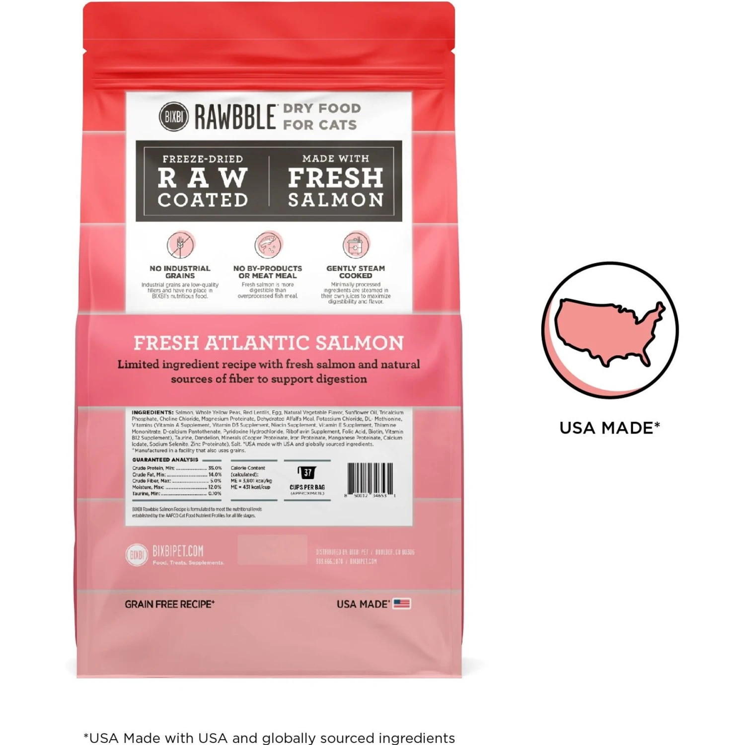BIXBI Rawbble Dry Food Salmon Recipe For Cats, 10-lb Bag 2 BIXBI Rawbble Dry Food Salmon Recipe For Cats, 10-lb Bag - Image 2