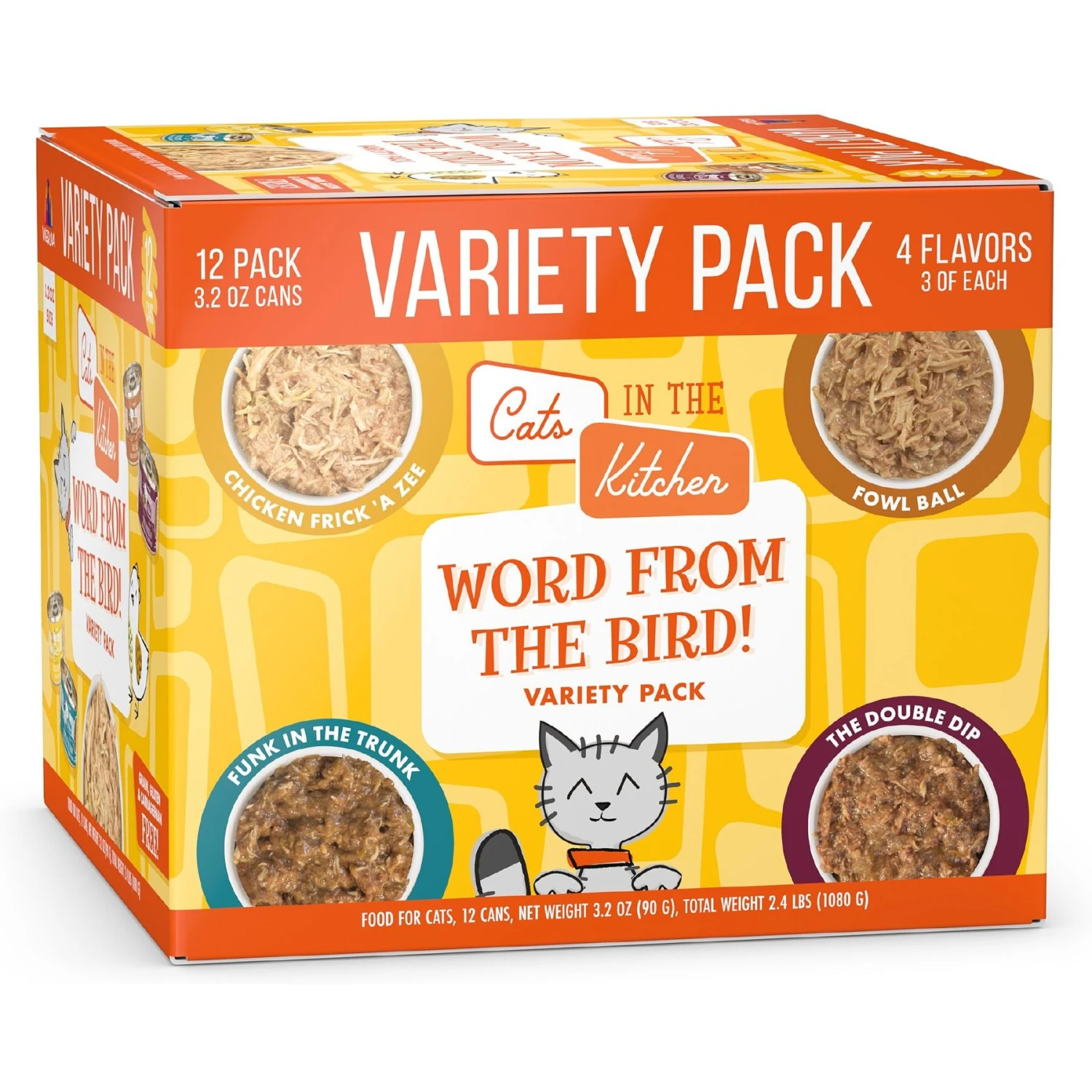 Weruva Cats In The Kitchen Word From The Bird! Variety Pack Grain-Free Wet Cat Food, 3.2-oz Can, Case Of 12 1 Weruva Cats In The Kitchen Word From The Bird! Variety Pack Grain-Free Wet Cat Food, 3.2-oz Can, Case Of 12