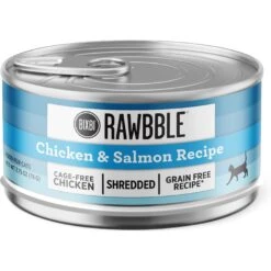 BIXBI Rawbble Chicken & Salmon Shreds In Broth Wet Food For Cats, 2.75-oz Can, Case Of 24