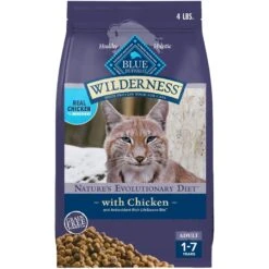 Blue Buffalo Wilderness High Protein Natural Grain-Free Chicken Adult Dry Cat Food, 4-lb Bag