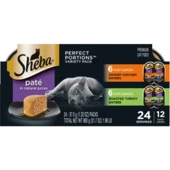 Sheba Perfect Portions Poultry Entrees Pate Variety Pack Adult Wet Cat Food Trays