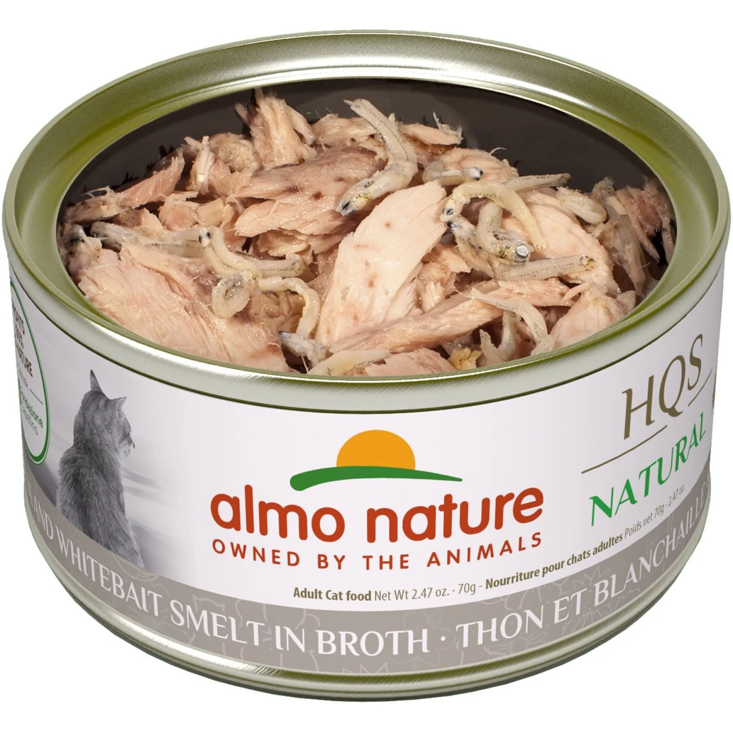 Almo Nature HQS Natural Tuna & Whitebait Smelt In Broth Grain-Free Canned Cat Food 2 Almo Nature HQS Natural Tuna & Whitebait Smelt In Broth Grain-Free Canned Cat Food - Image 2