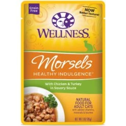 Wellness Healthy Indulgence Morsels With Chicken & Turkey In Savory Sauce Grain-Free Wet Cat Food Pouches